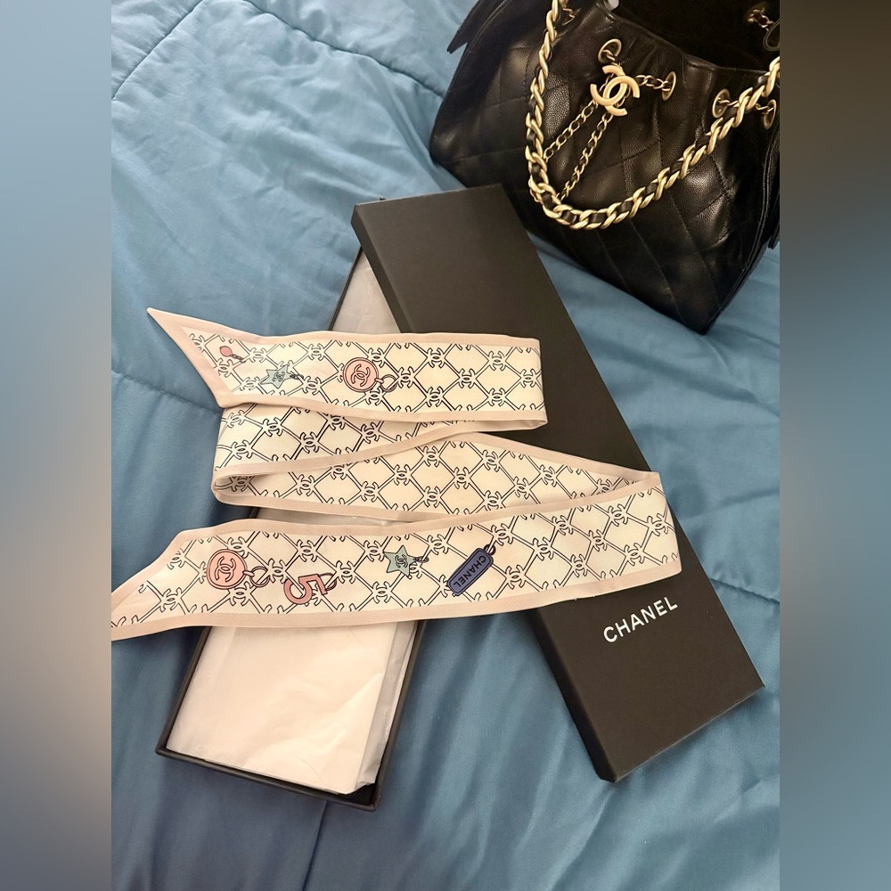 Authentic Chanel Slim Bandeau/Scarf/Twilly Ecru (tag removed but will include)